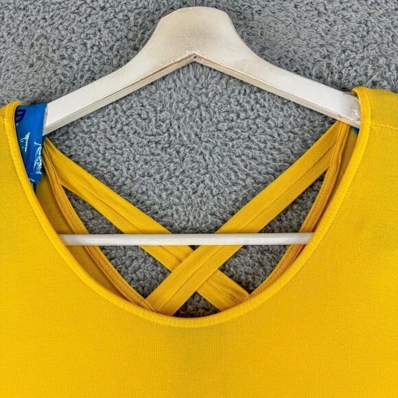 Avenue Scoop Neck Blouse Womens 30/32 Plus Size Top Yellow Strap Back Casual - Picture 2 of 12